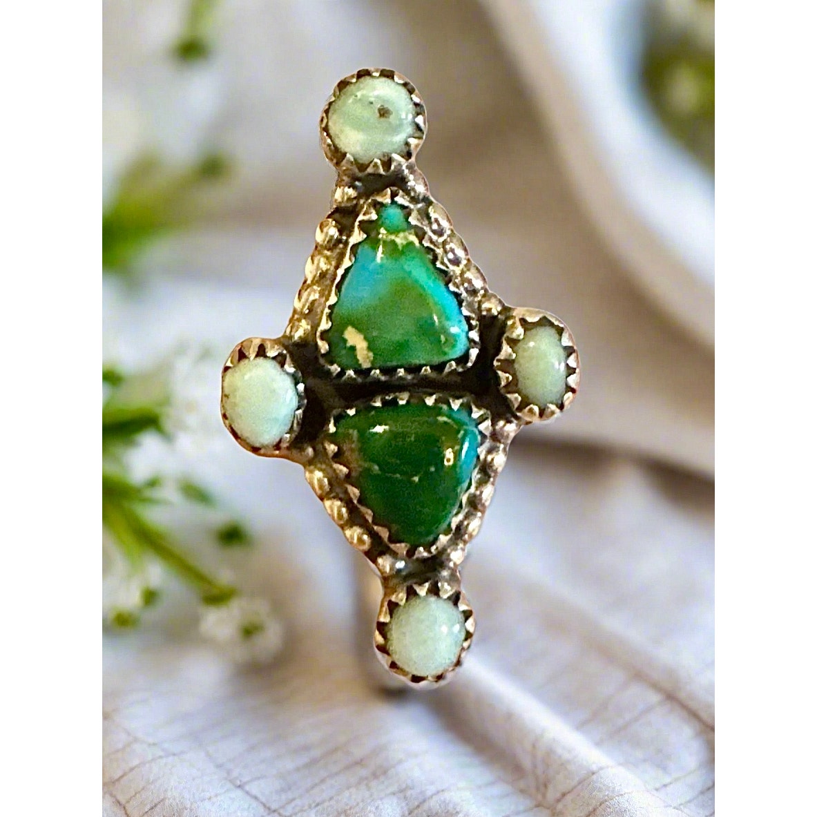 Sonoran Gold & Palomino Turquoise Sterling Silver Ring Adjustable