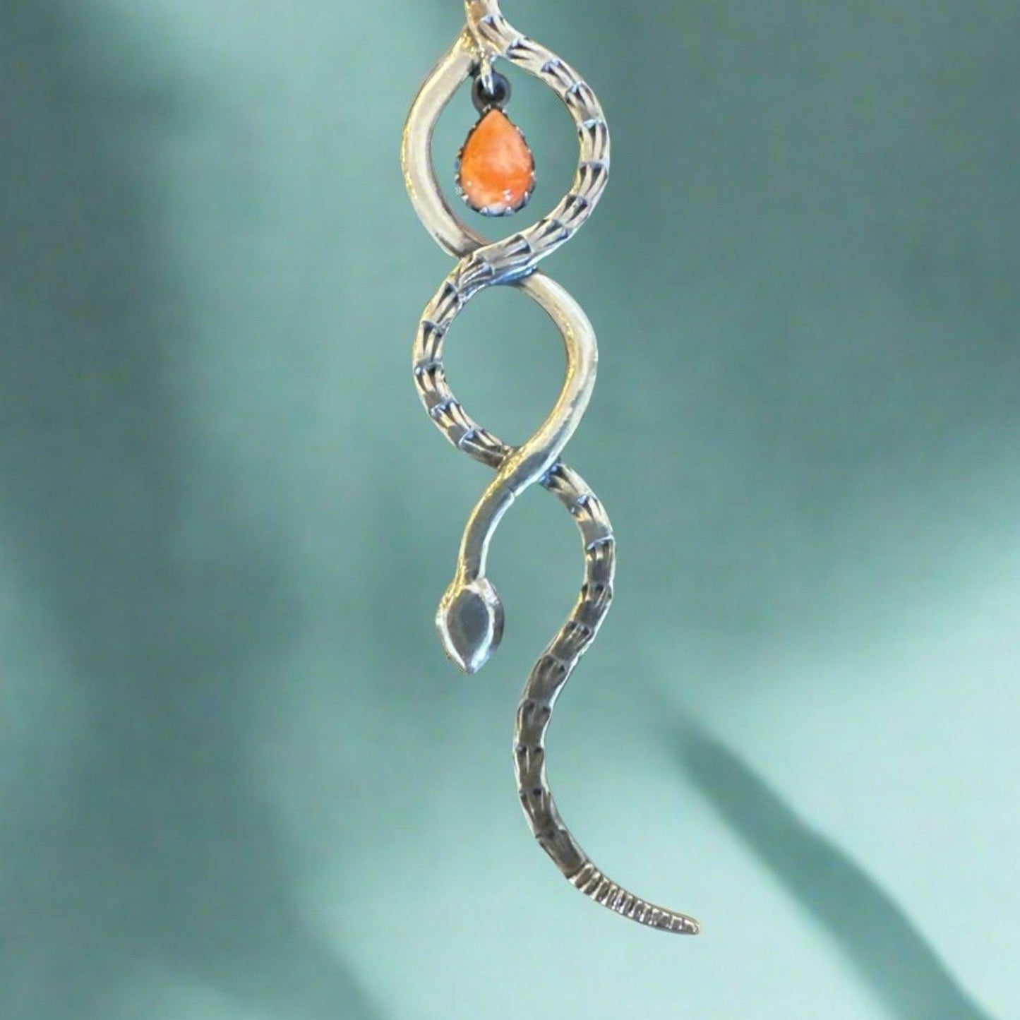 Spiny Oyster .925 Sterling Silver Snake Pendant 3”