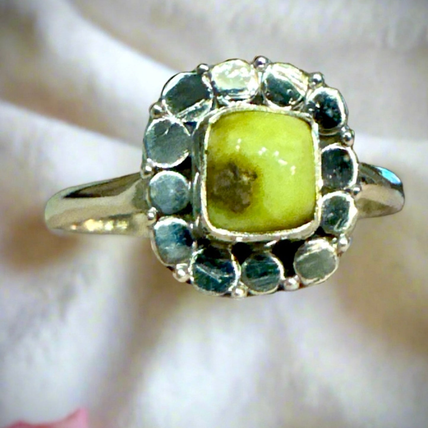 Palomino Turquoise Sterling Silver Dainty Square Ring Size 10