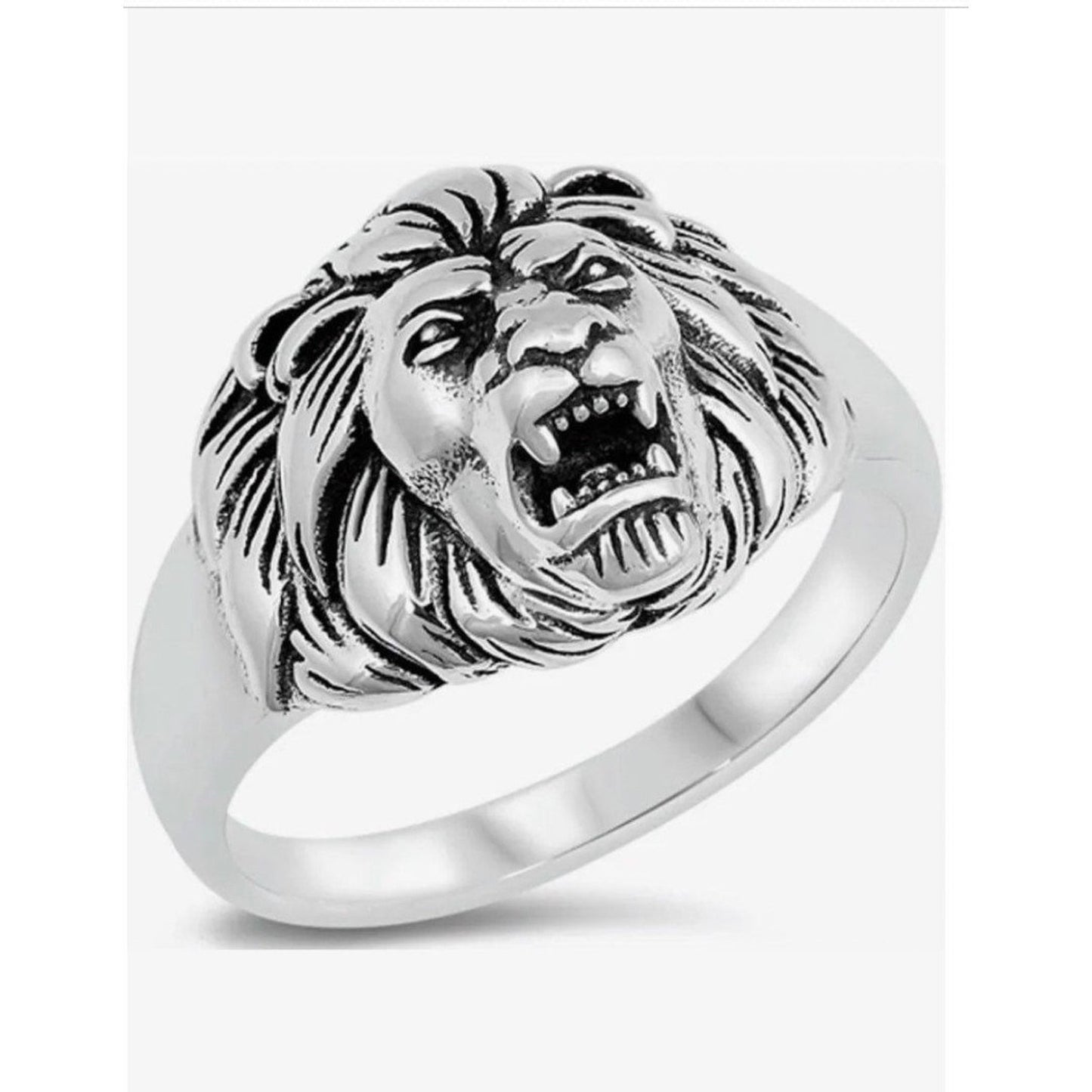Mens/Unisex Lion Head .925 Sterling Silver Ring sizes 7-13