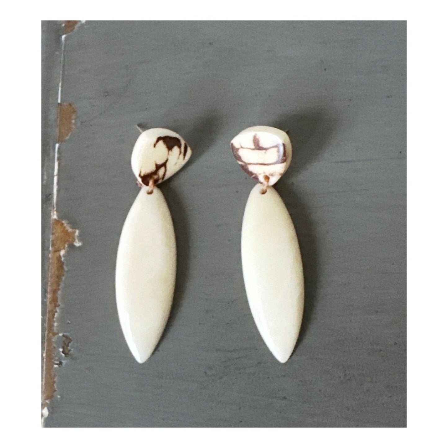 Handcrafted Fair Trade Tagua Nut Dangle Earrings - Made in Ecuador