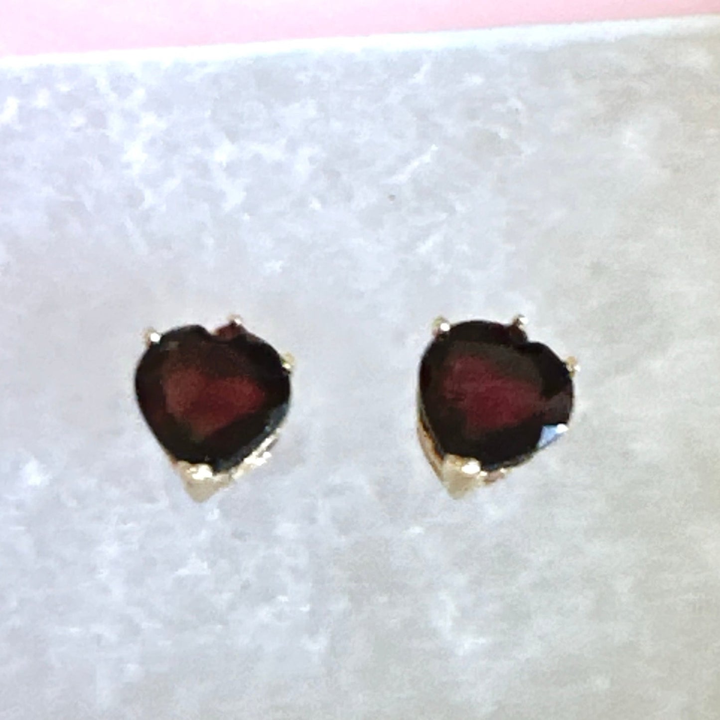 10k Solid Gold 2.30 Carat Garnet Heart Shaped Earrings