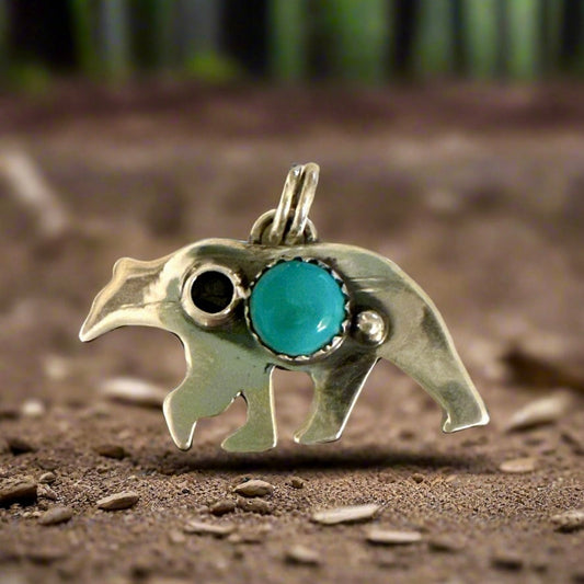 Turquoise Southwestern Bear Pendant