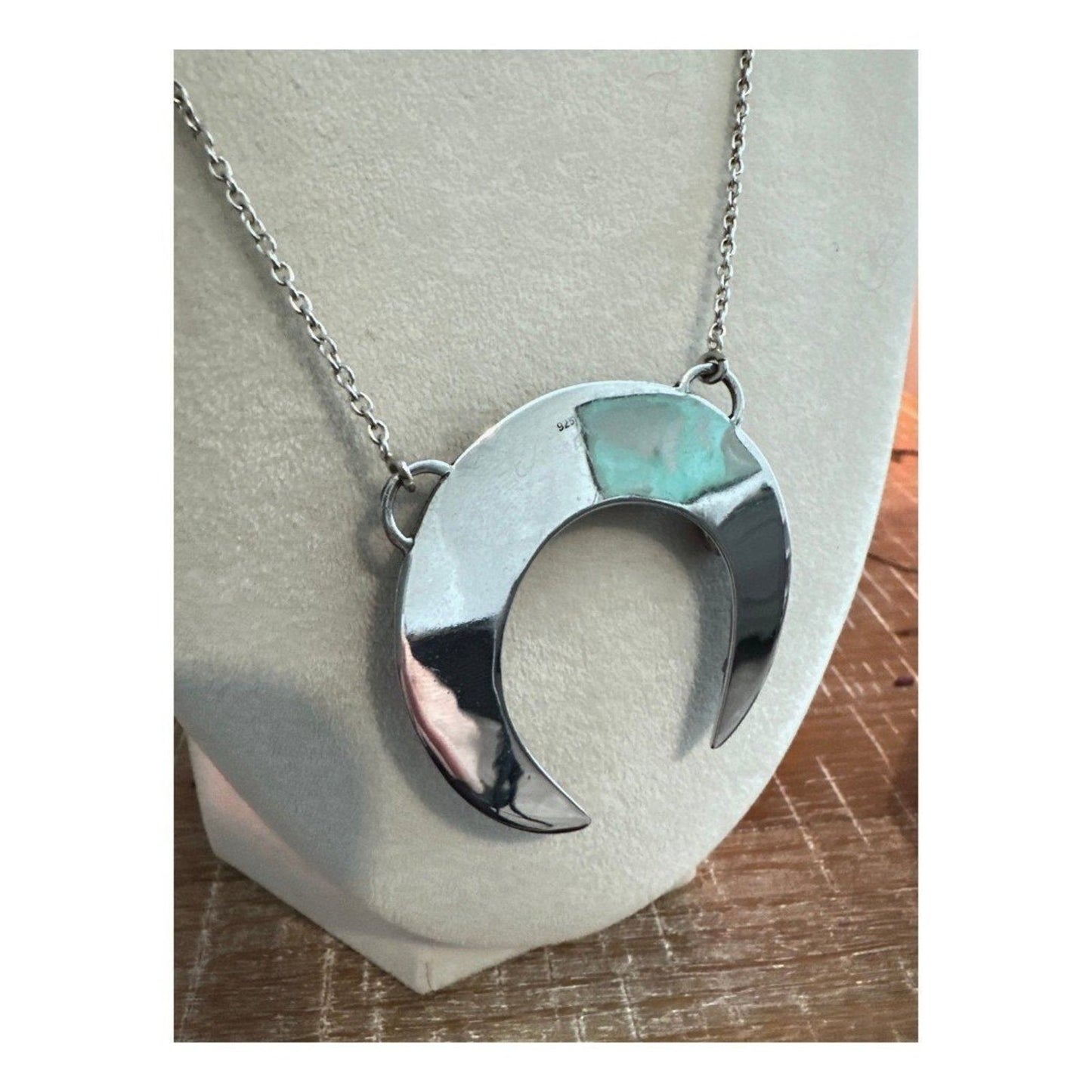 Handmade Oxidized Sterling Silver Crescent Moon Necklace w Rough Ruby Gemstones