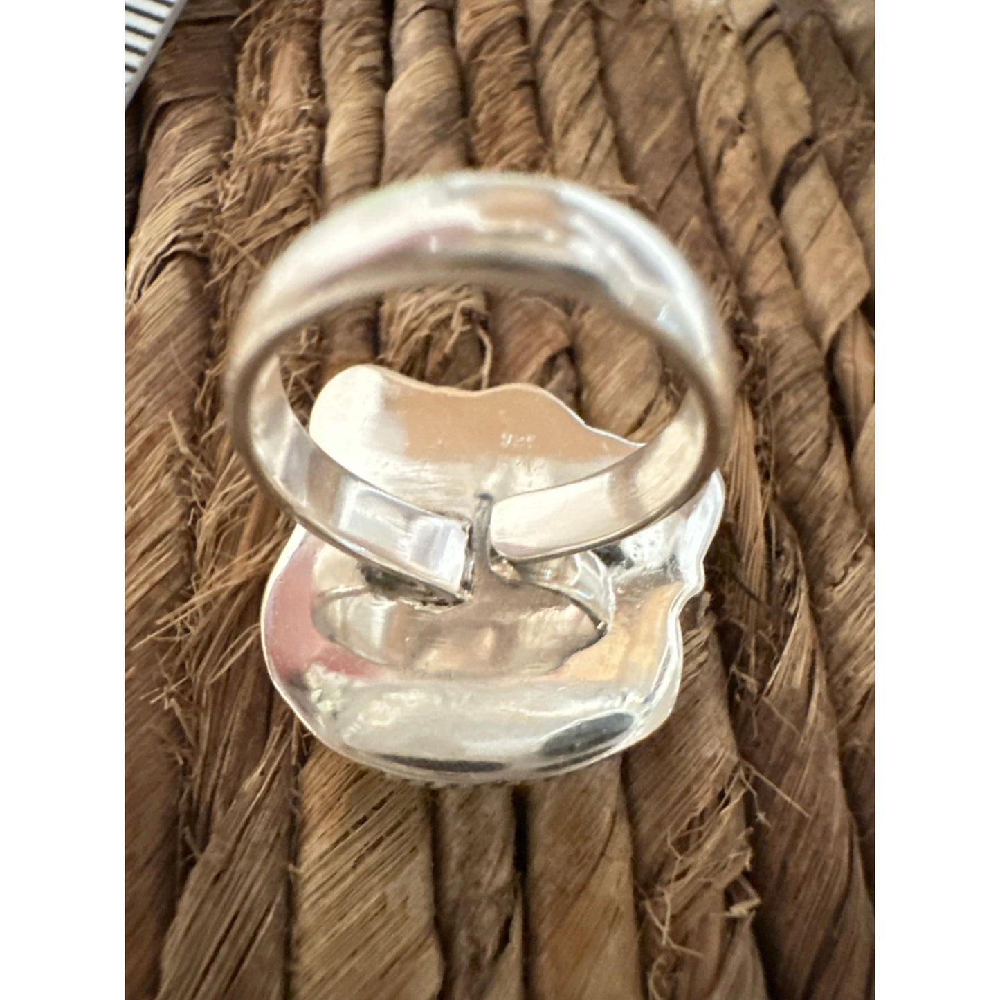 White Buffalo & Cotton Candy Cluster Sterling Ring Adjustable 5-11