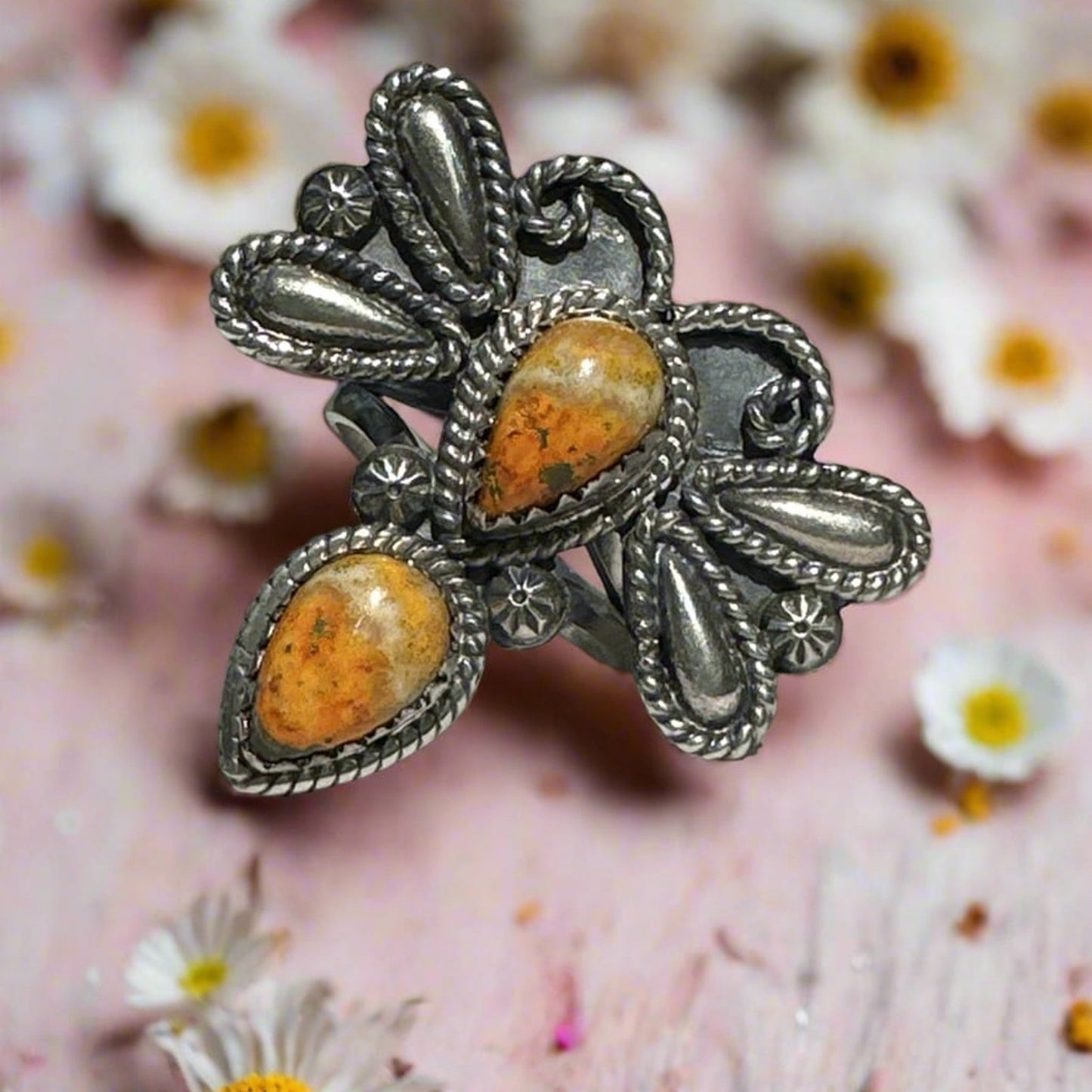 Bumblebee Jasper Butterfly Dragonfly Ring Size 9