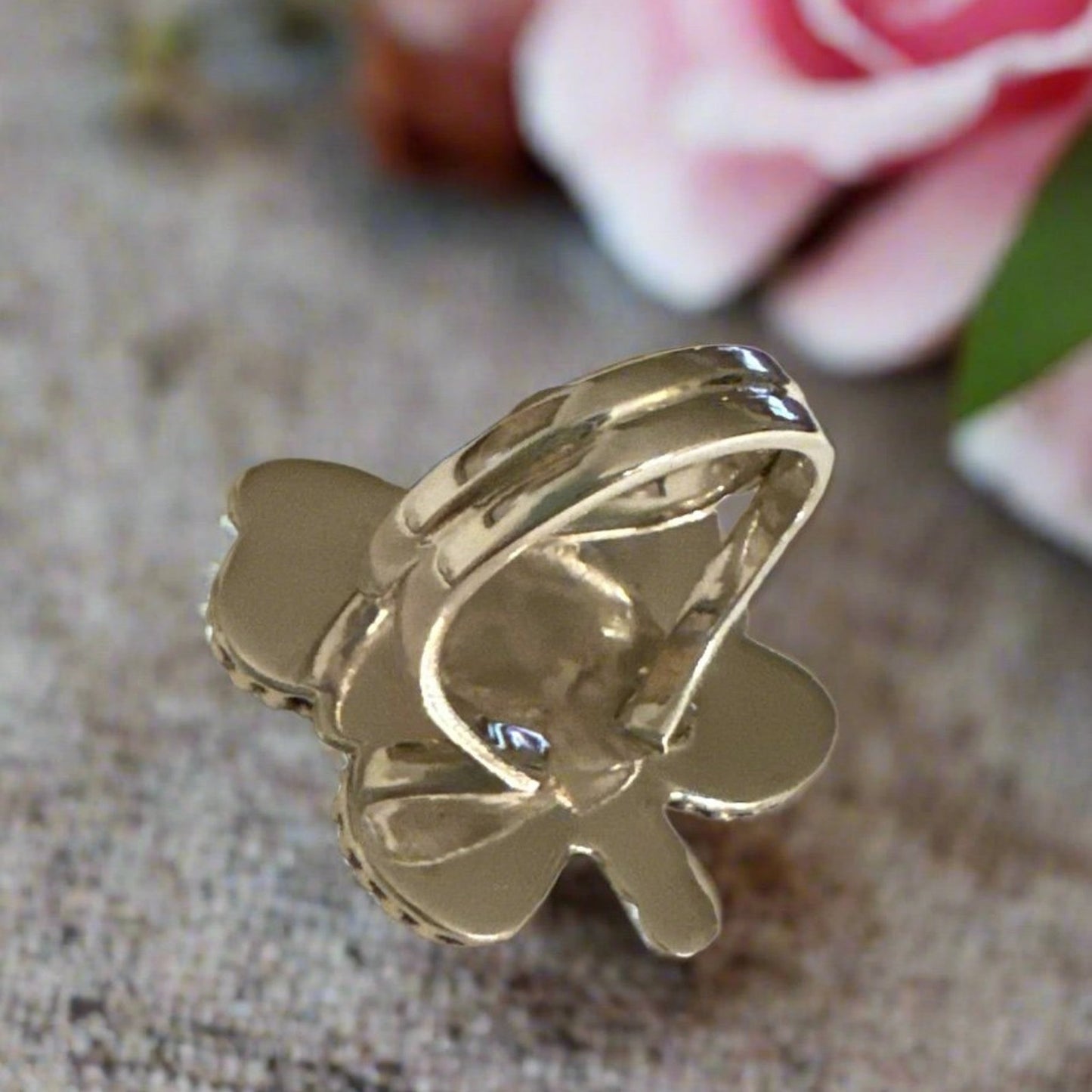 Pink Dahlia Spiny Oyster Butterfly Southwestern Sterling Silver Ring 6,7,8,9