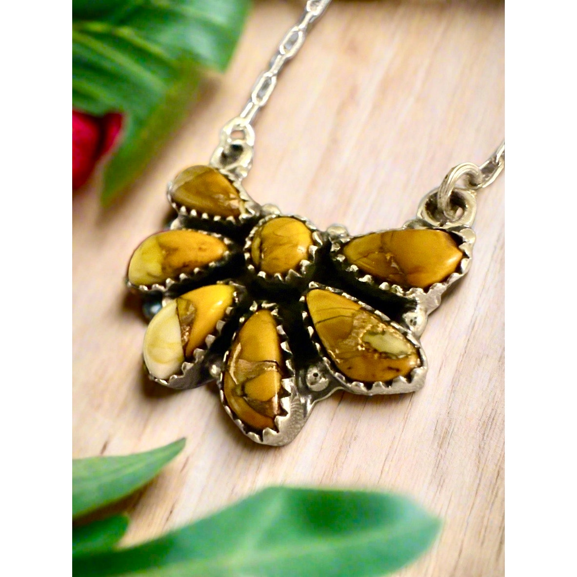 Sterling Silver Honey Dahlia Pendant – Boho Southwestern Style