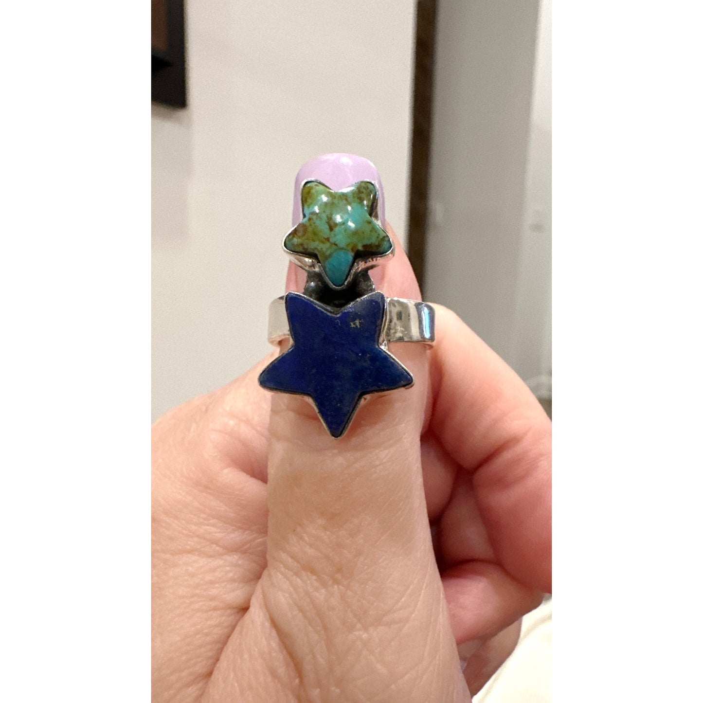 Lapis Lazuli | Sonoran Gold Turquoise| Celestial Star Ring | Adjustable