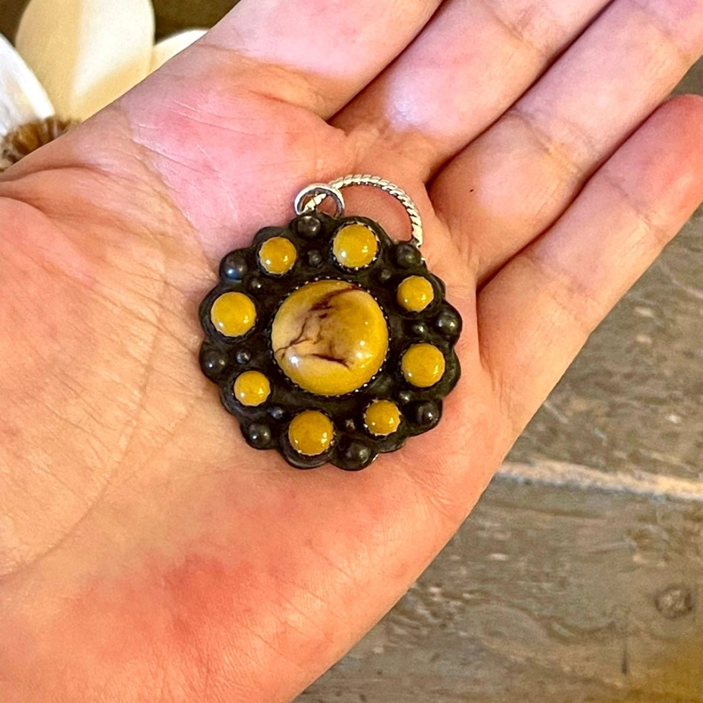 Australian Mookaite Oxidized Southwestern Pendant 1.25”
