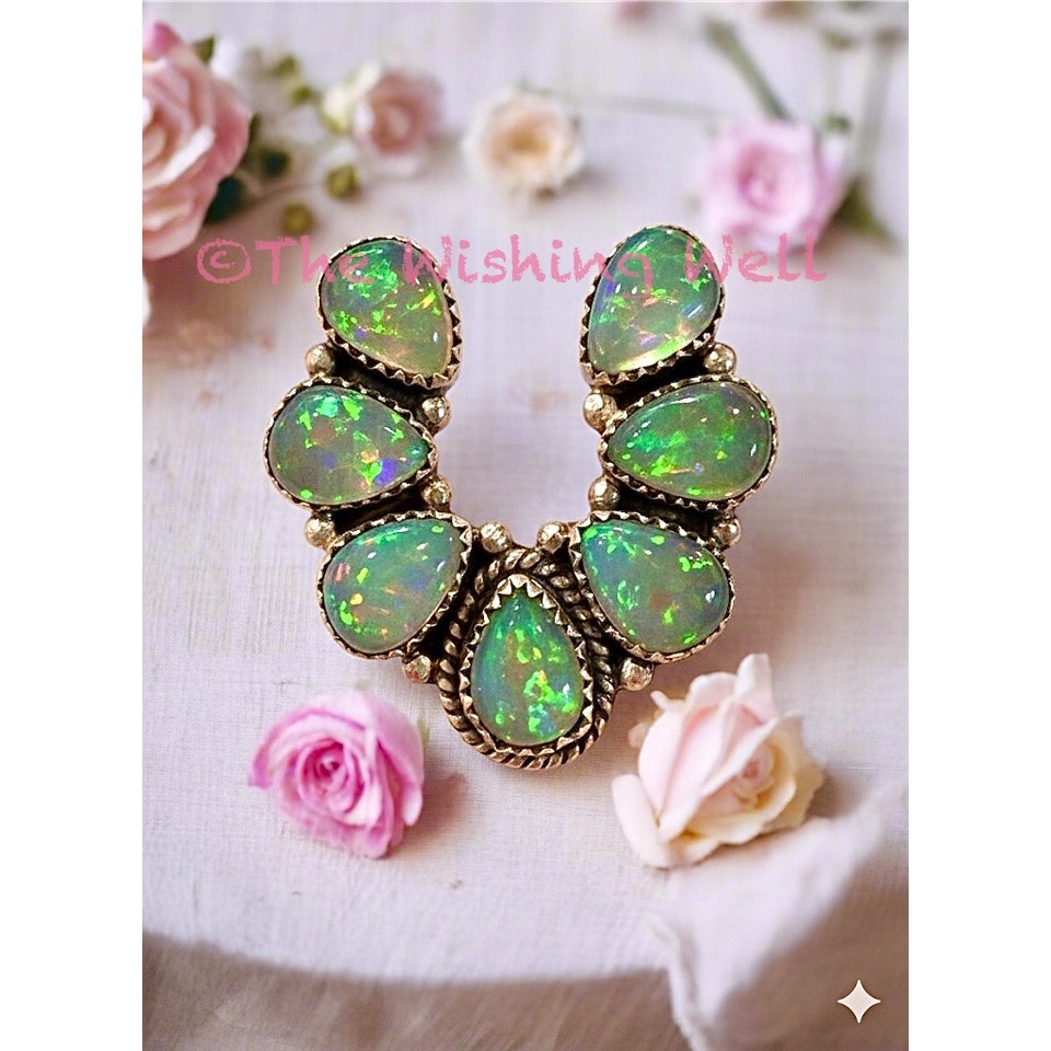 Aurora Opal Naja Sterling Silver Ring | Adjustable Size