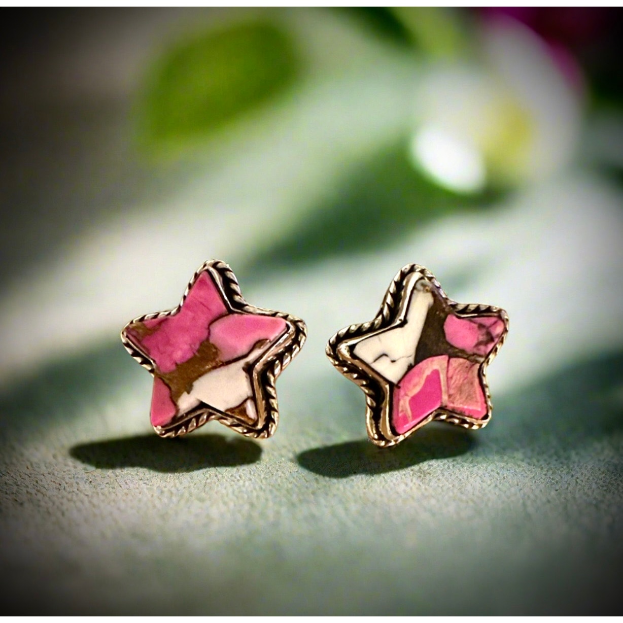 Cotton Candy Celestial Star Earrings Sterling Silver 1”