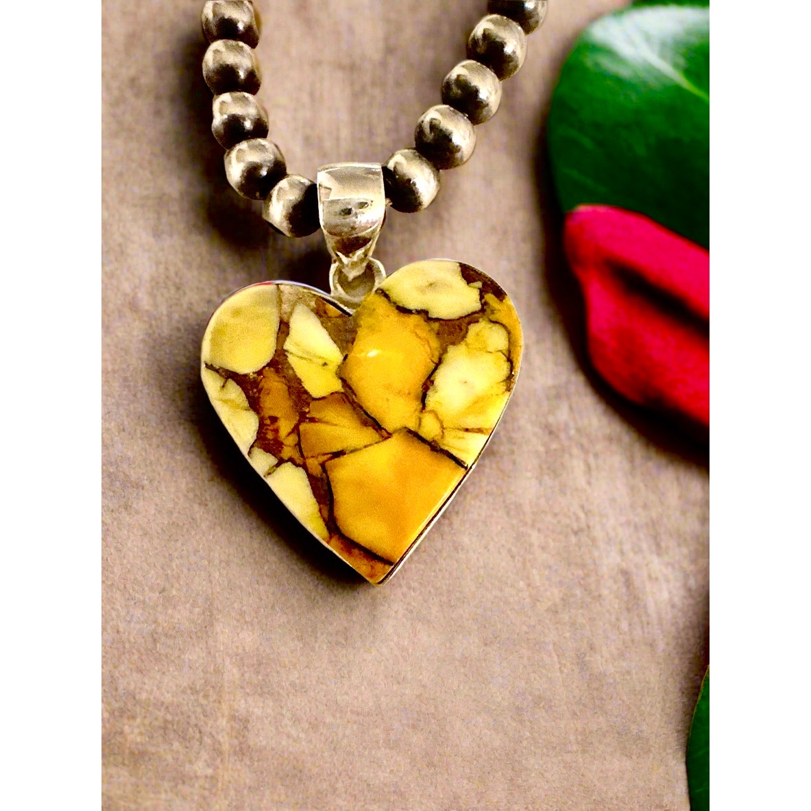 Honey Dahlia Turquoise Heart Douthwestern Pendant Sterling Silver