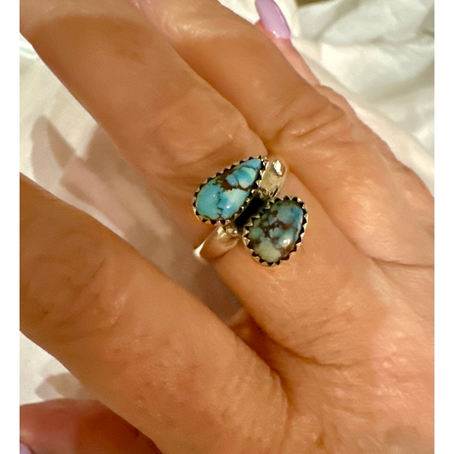 Golden Hills Turquoise | Two Stone Ring | Size Adjustable 5-10