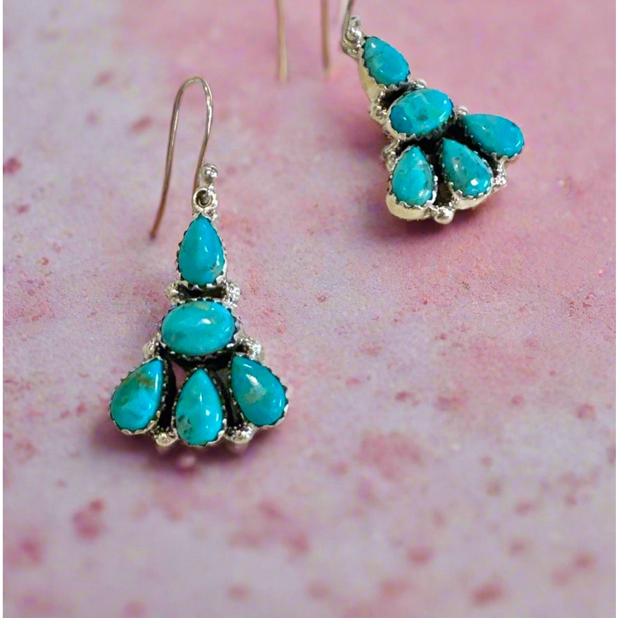 Sonoran Gold Turquoise Teardrop Dangle Earrings 1.5” Long