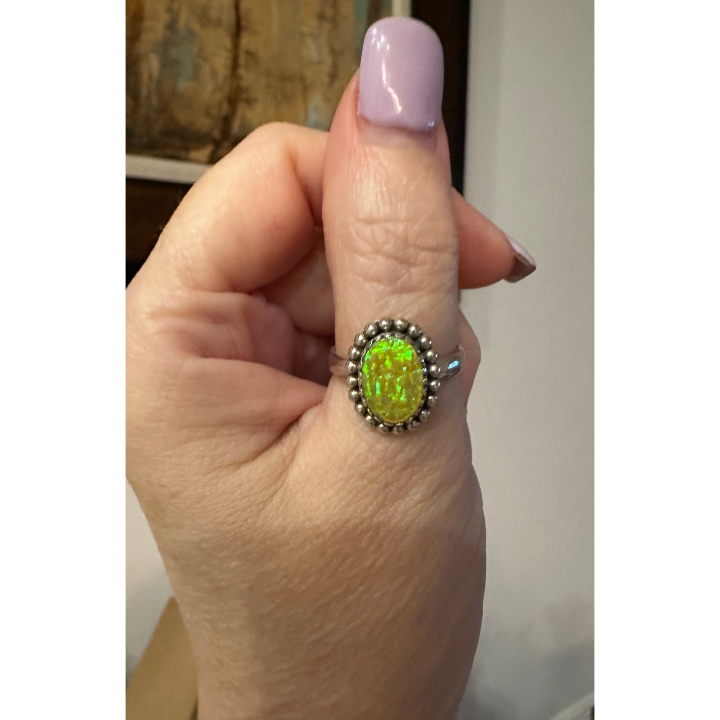 Australian Triplet Oval Opal Southwestern Ring Size 7