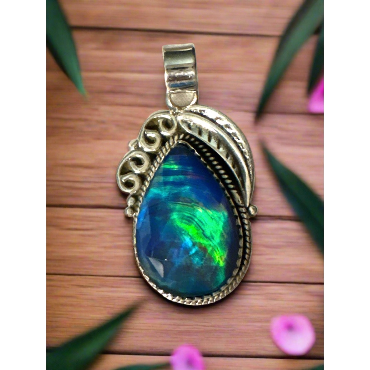 Aurora Opal | Sterling 925 | Teardrop Pendant