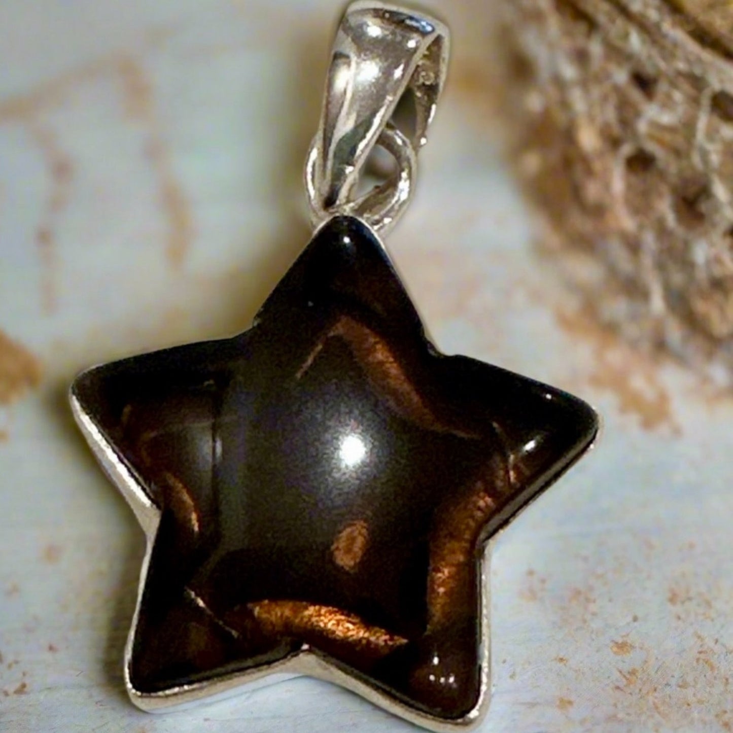 Rare Smoky Quartz Celestial Star Pendant 1.25”