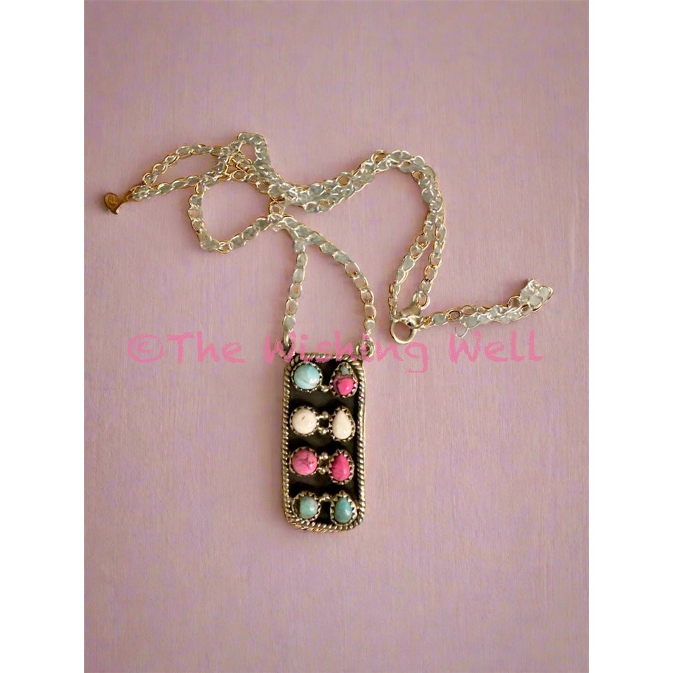 Cotton Candy Turquoise | Bar Necklace | 925 Sterling Size 18-20”