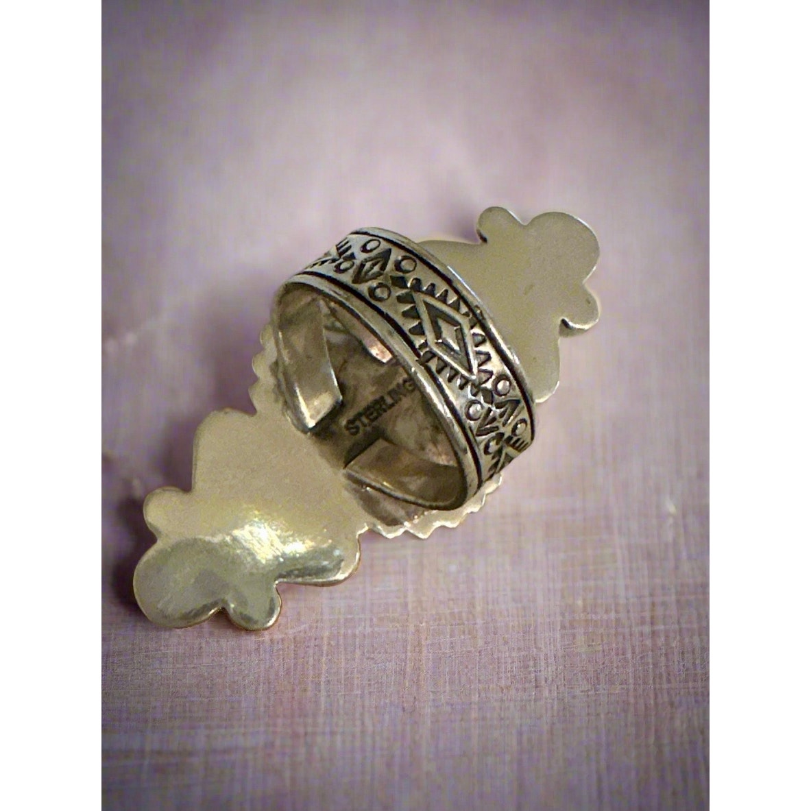 Three Stone Turquoise Southwestern Sterling Silver Ring Size 9