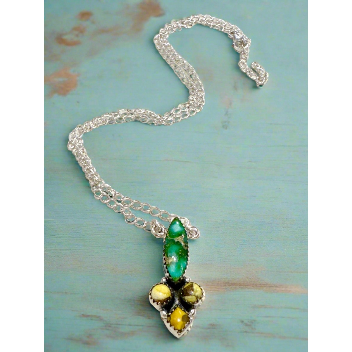Sonoran Gold Turquoise | Honey Dahlia | Sterling Silver Necklace 18-20”
