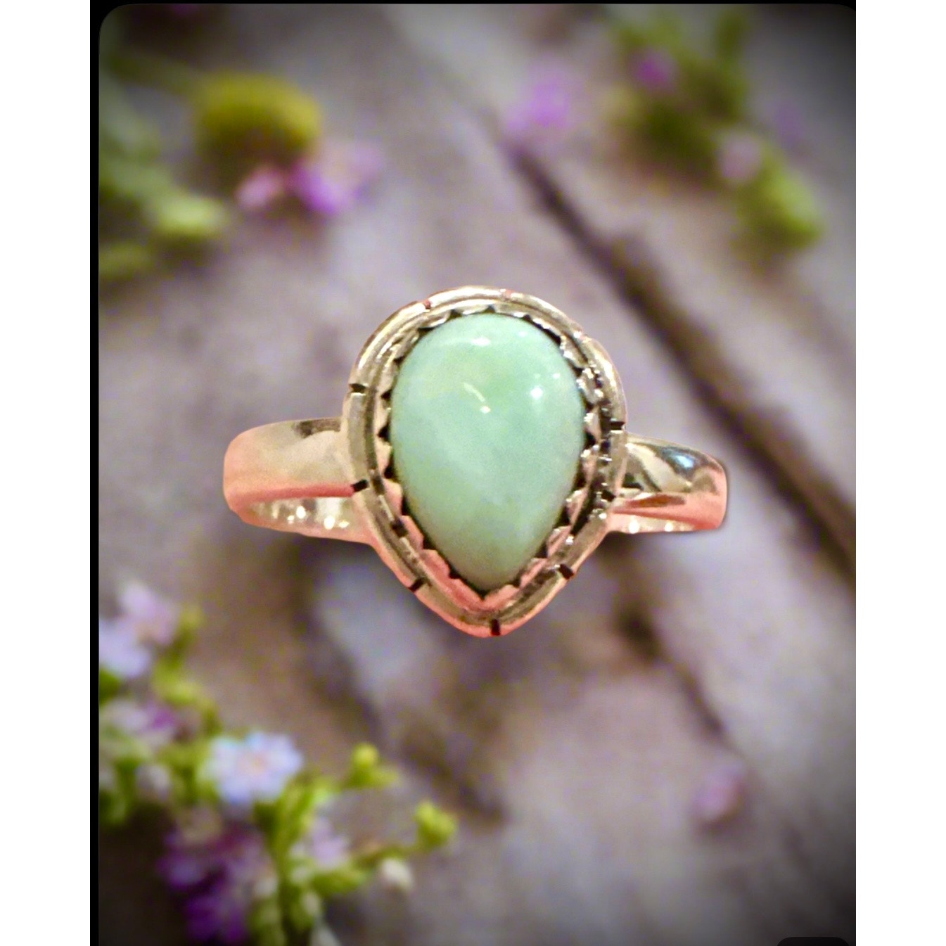 Paloma Turquoise | Teardrop | Dainty Sterling Silver Ring | Size 9.25
