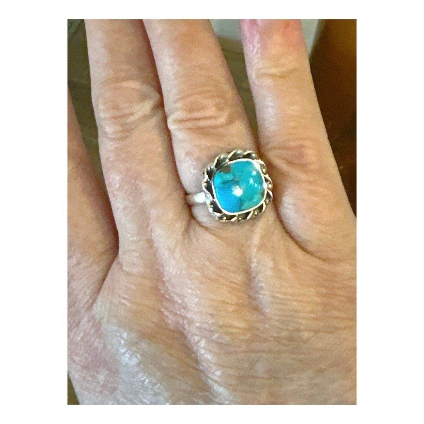 Natural Kingman Turquoise With Pyrite Ring size-8