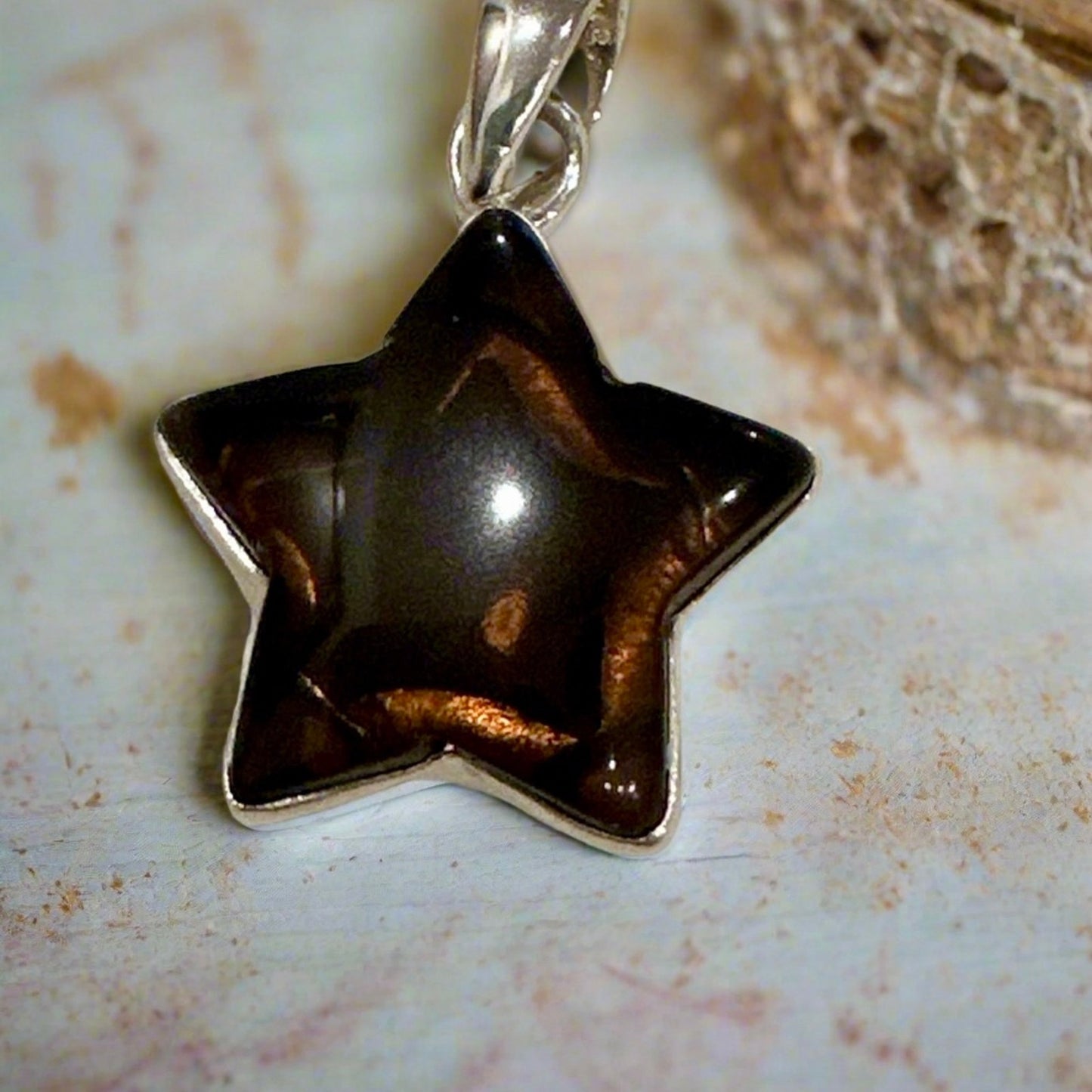 Rare Smoky Quartz Celestial Star Pendant 1.25”