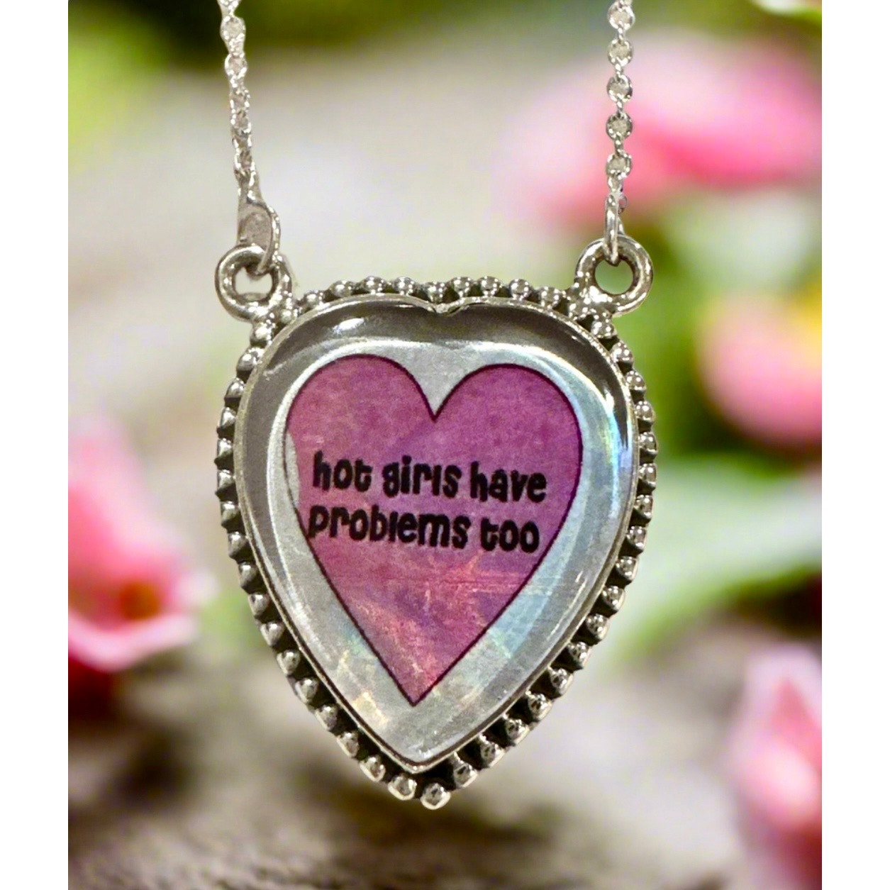 Hot Girls Have Problems Too | Heart Necklace 18-20” | Aurora Opal