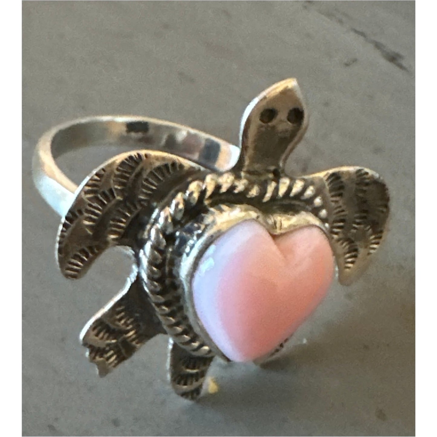 Southwestern Pink Conch Turtle Tortoise Ring .925 Size 7