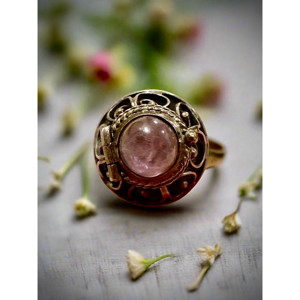 Vintage Taxco Mexico | Amethyst Poison Ring| Adjustable