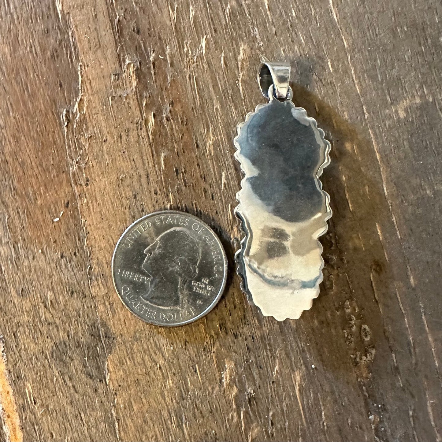 Arizona Turquoise Three Stone Southwestern Pendant Sterling Silver 2.25”