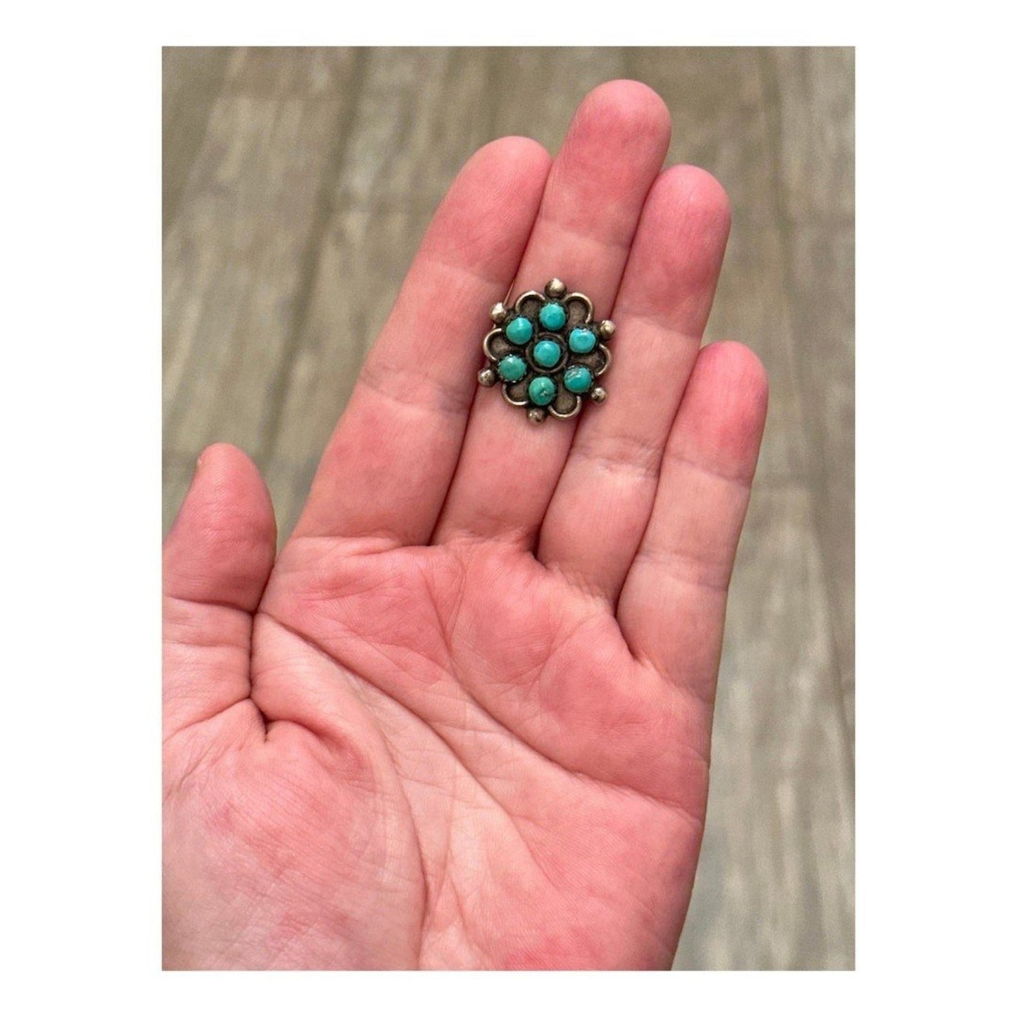 Vintage Native American Snake Eyes Turquoise Ring Size 5.5 Zuni