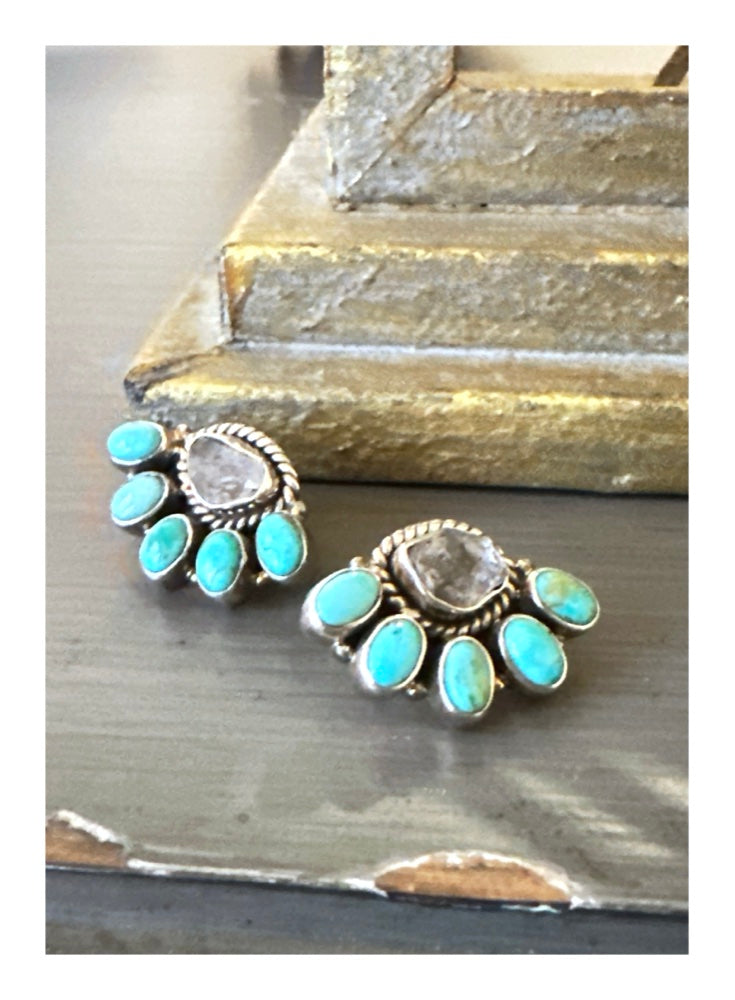 Herkimer Diamond & Turquoise Earrings