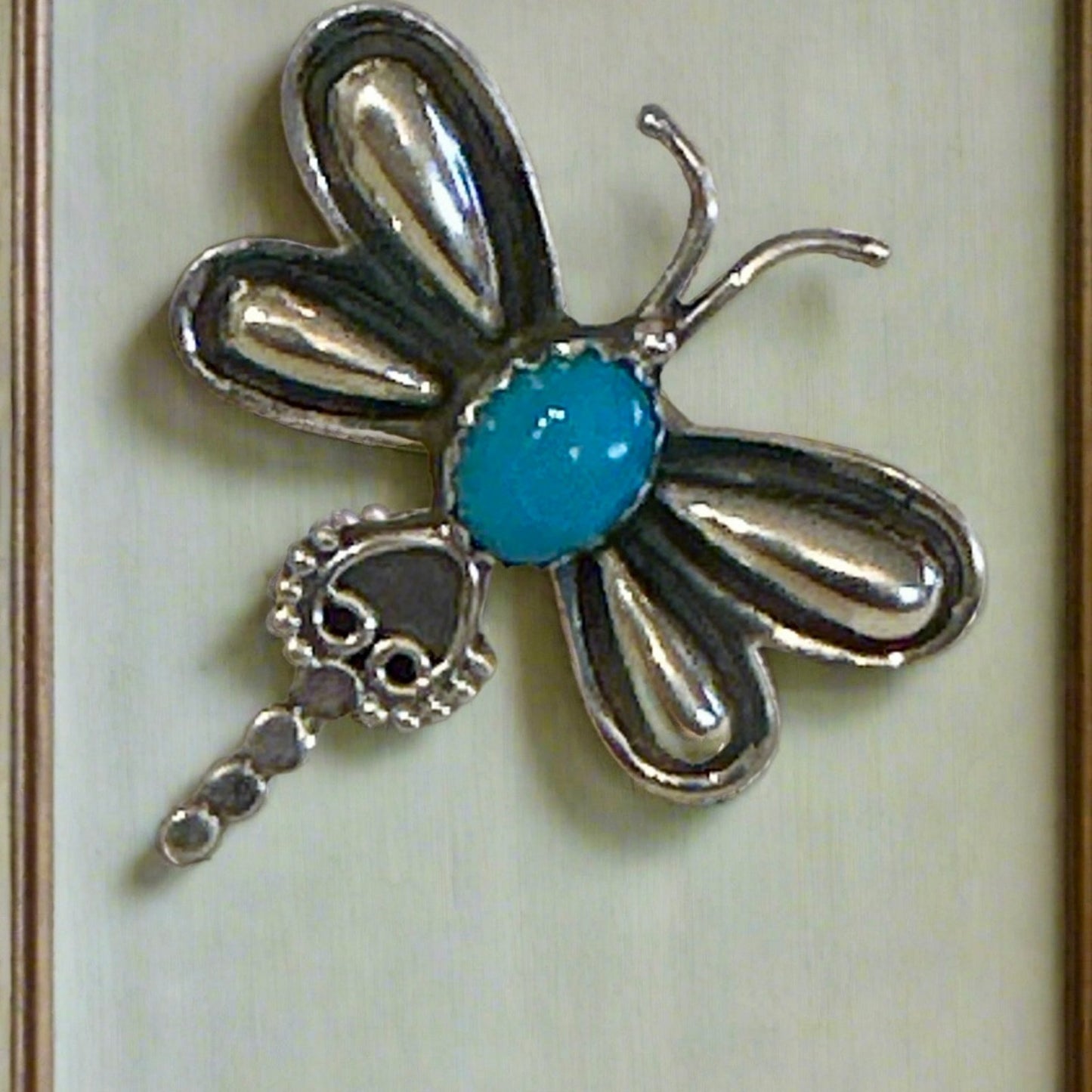 Kingman Turquoise Dragonfly .925 Sterling Silver Ring Size 8