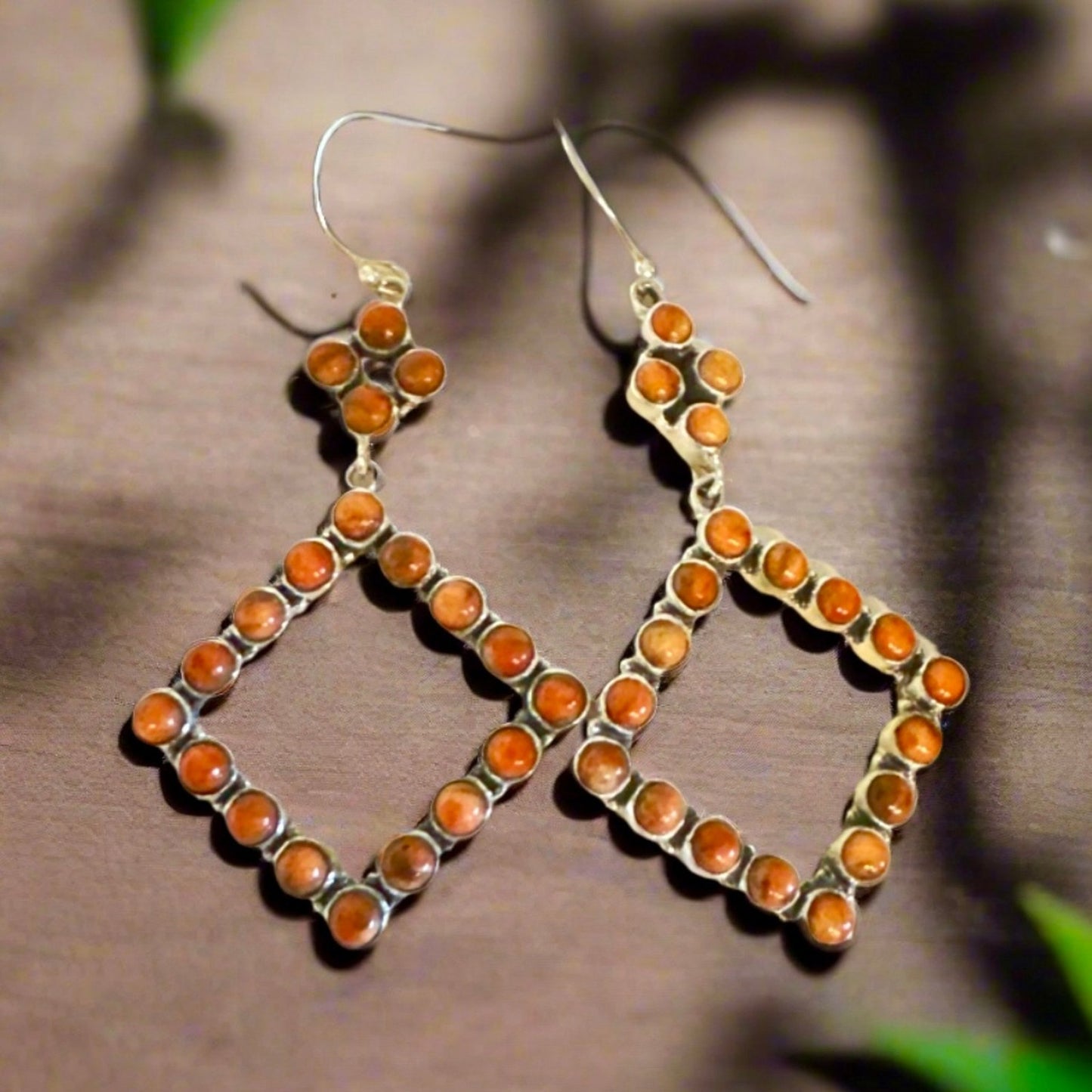 Spiny Oyster Square Dangle Southwestern Earrings