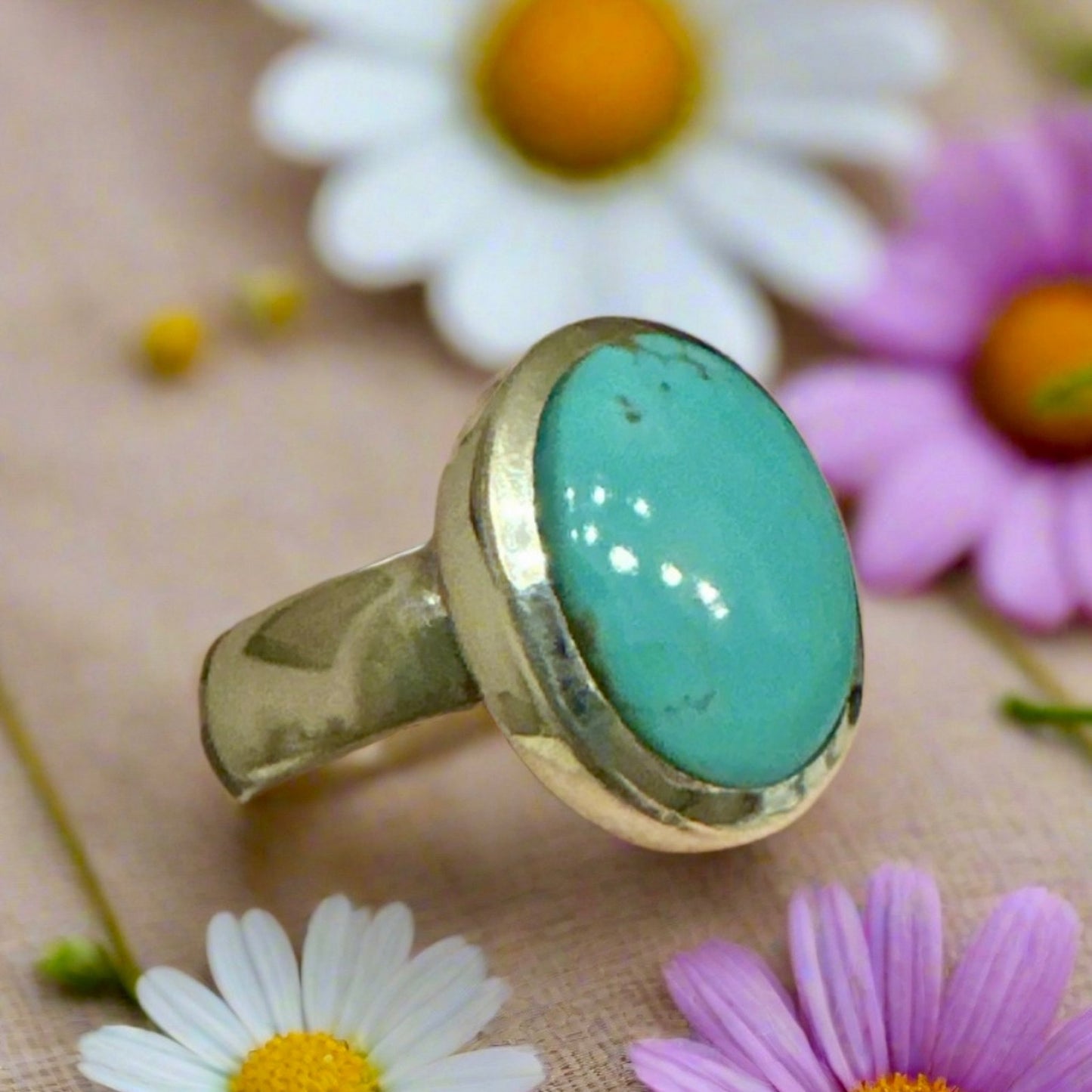 Turquoise Oval Sterling Silver Ring Size 7