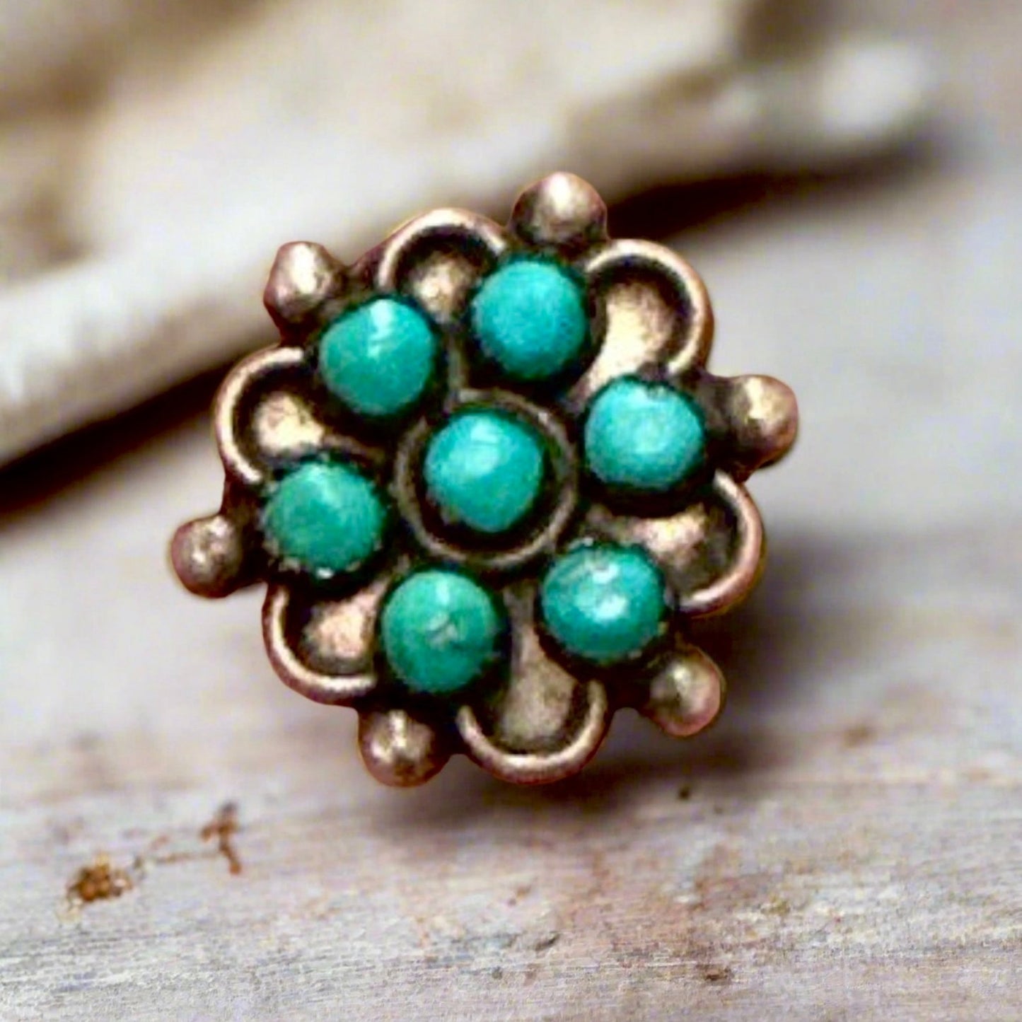 Vintage Native American Snake Eyes Turquoise Ring Size 5.5 Zuni