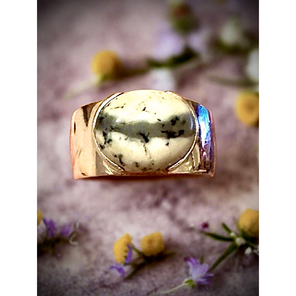 Dendritic Opal | Wide Band | Sterling Silver 925 | Band/Ring| Size 8