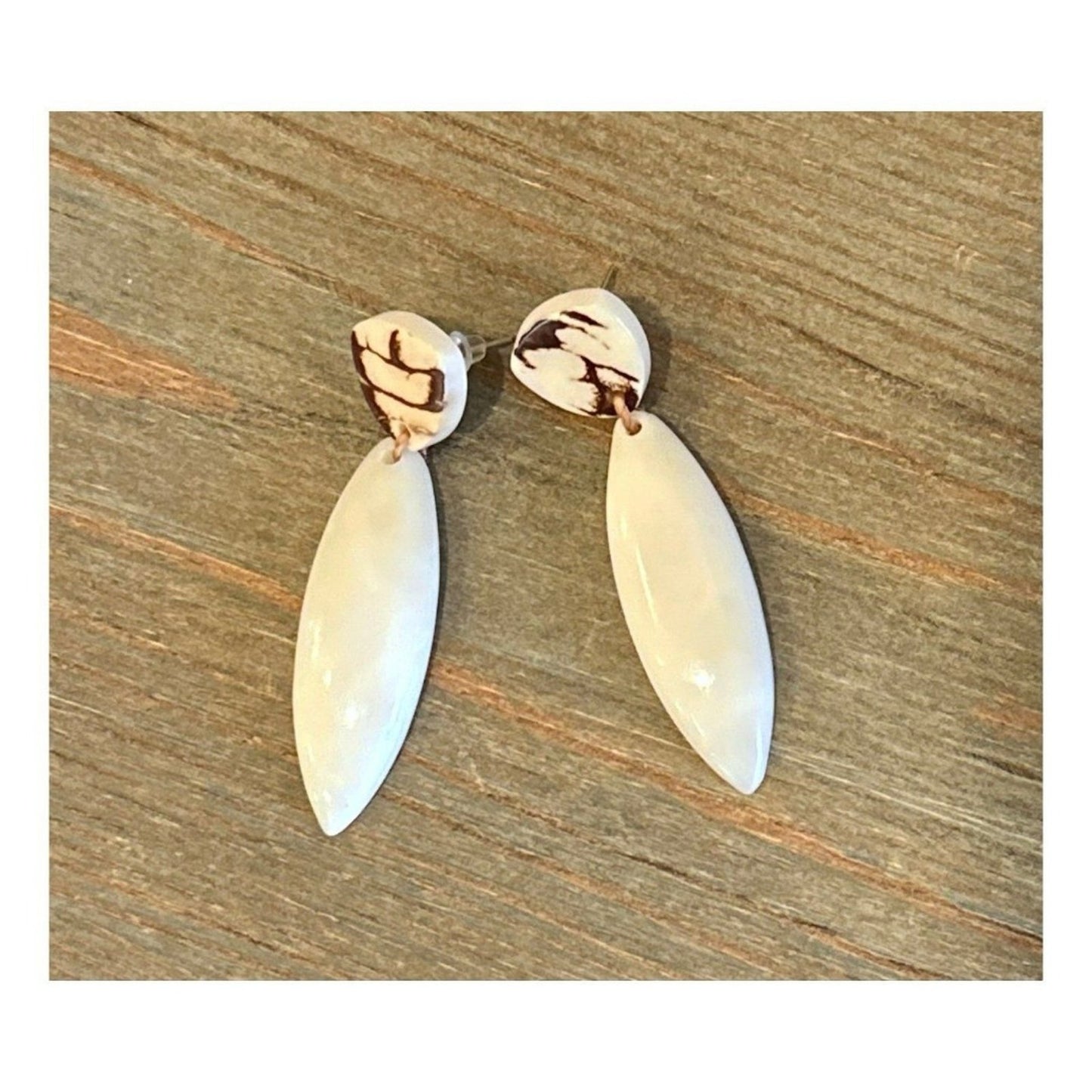 Handcrafted Fair Trade Tagua Nut Dangle Earrings - Made in Ecuador