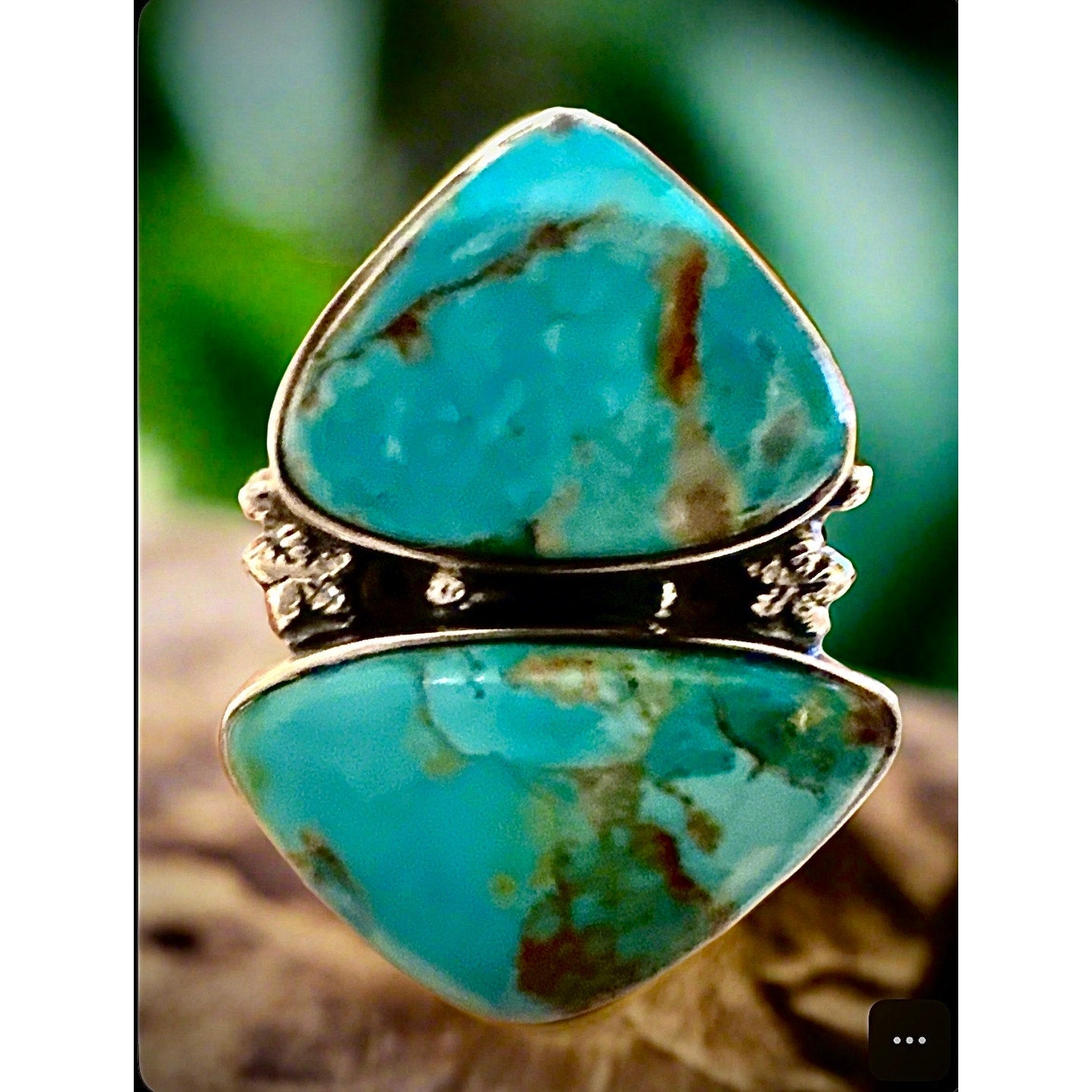 Mojave Turquoise Two Stone Southwestern Ring Size 7
