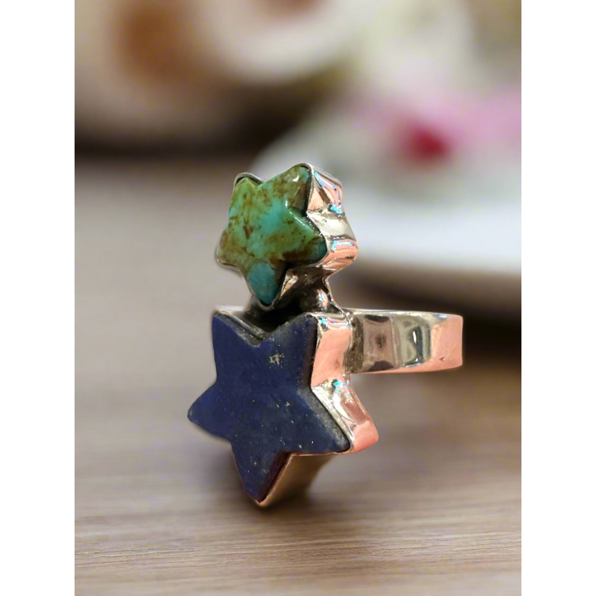 Lapis Lazuli | Sonoran Gold Turquoise| Celestial Star Ring | Adjustable