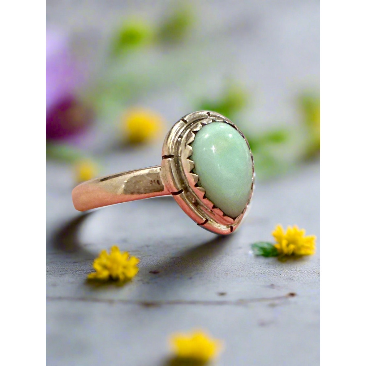 Paloma Turquoise | Teardrop | Dainty Sterling Silver Ring | Size 9.25