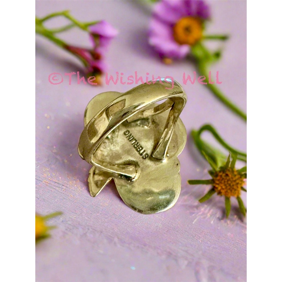 Queen Conch Pink Three Stone | Sterling Silver Ring | Size 8