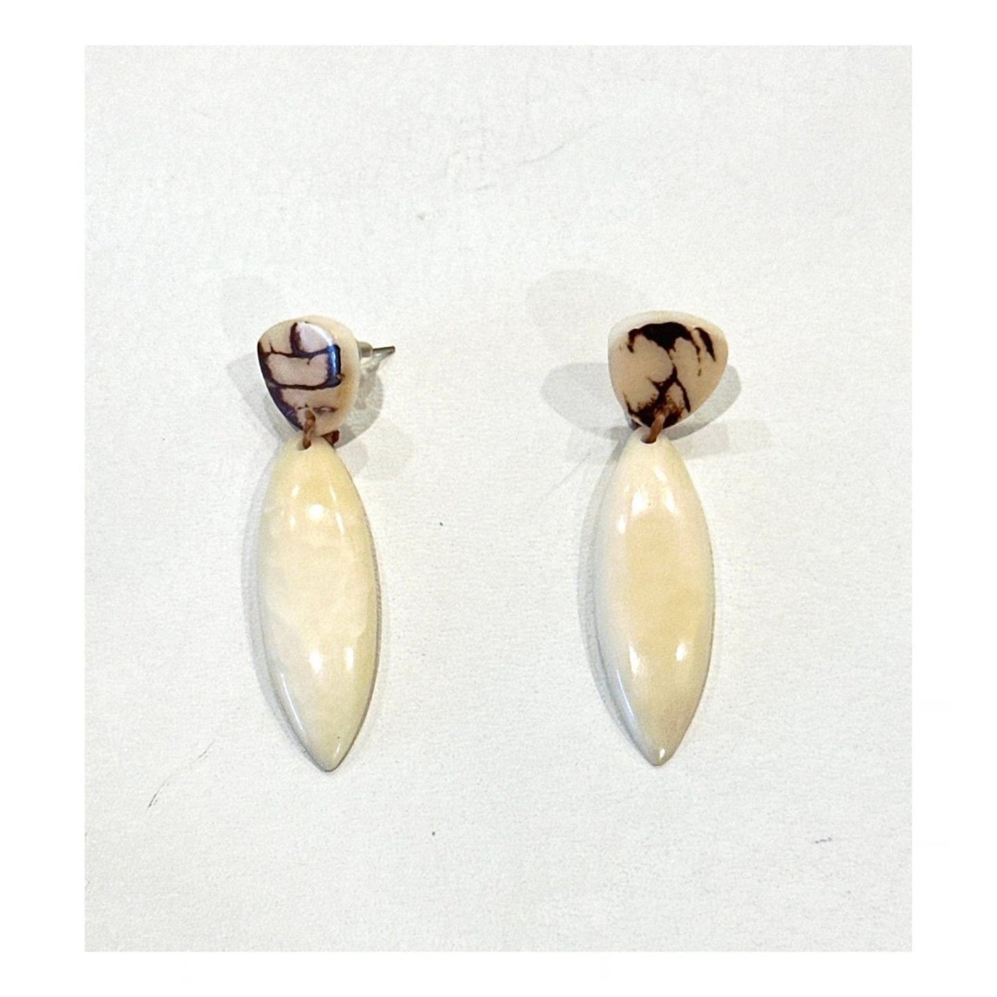 Handcrafted Fair Trade Tagua Nut Dangle Earrings - Made in Ecuador