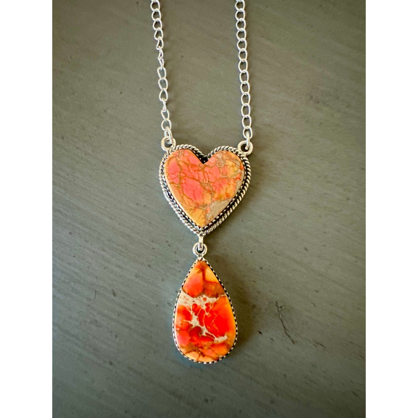 Orange Sea Sediment Jasper | Statement Boho Necklace | 925