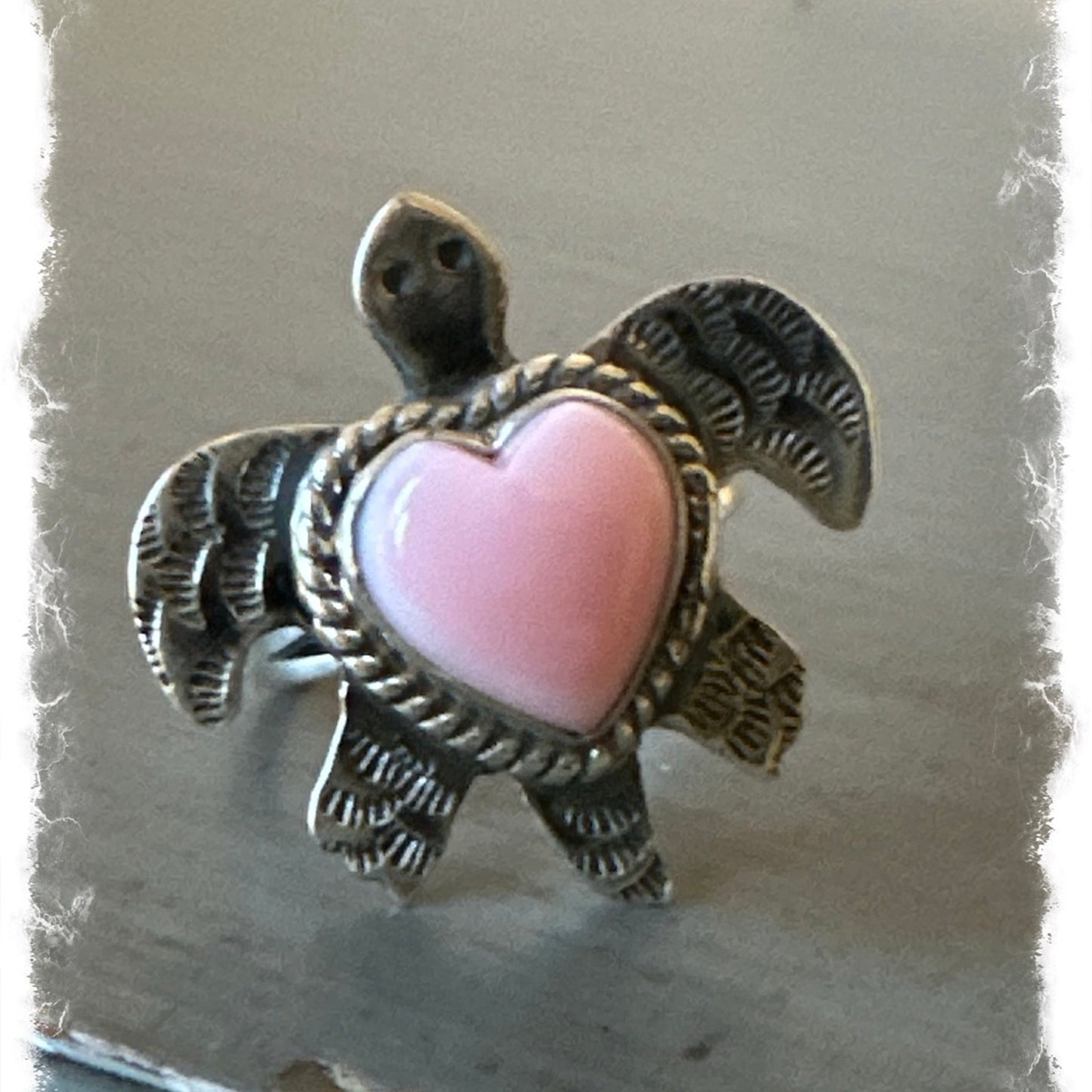 Southwestern Pink Conch Turtle Tortoise Ring .925 Size 7