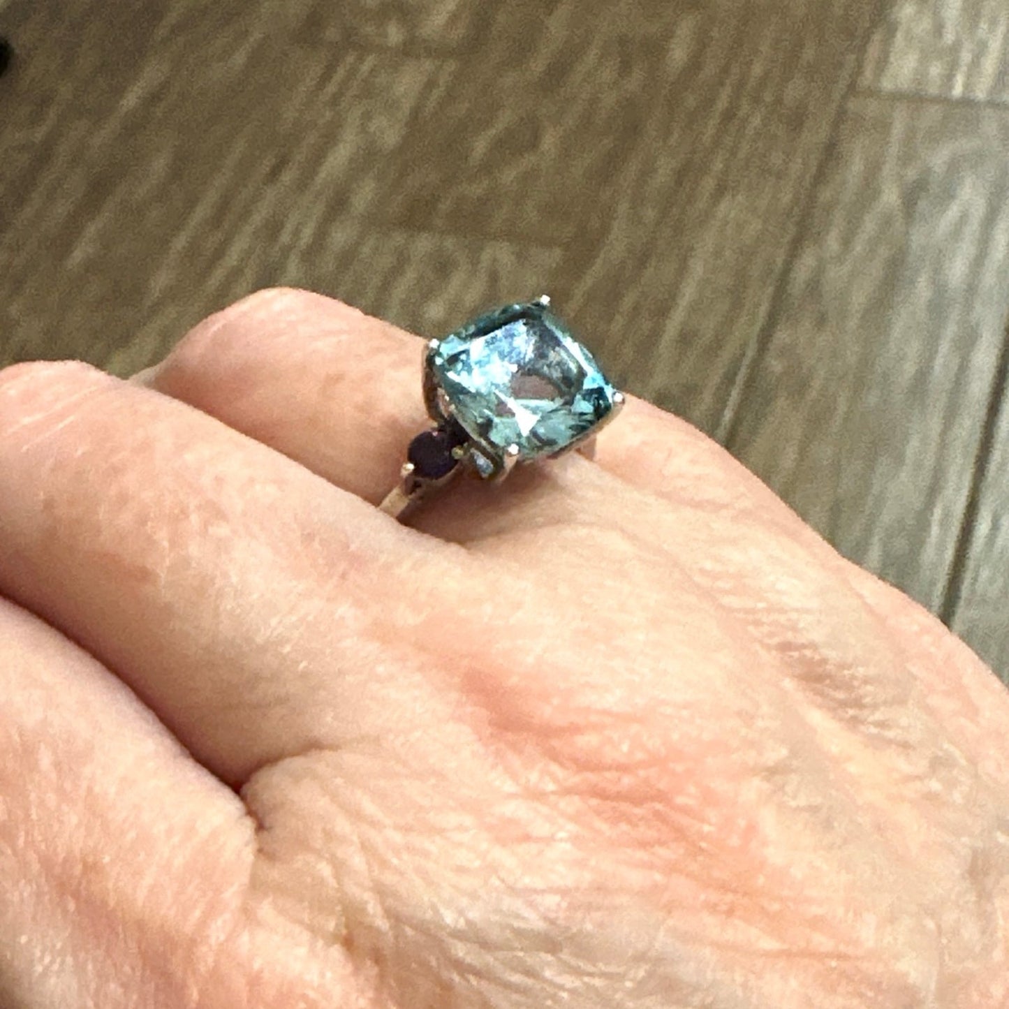 4 Carat Topaz & Amethyst Sterling Silver Ring Size 8