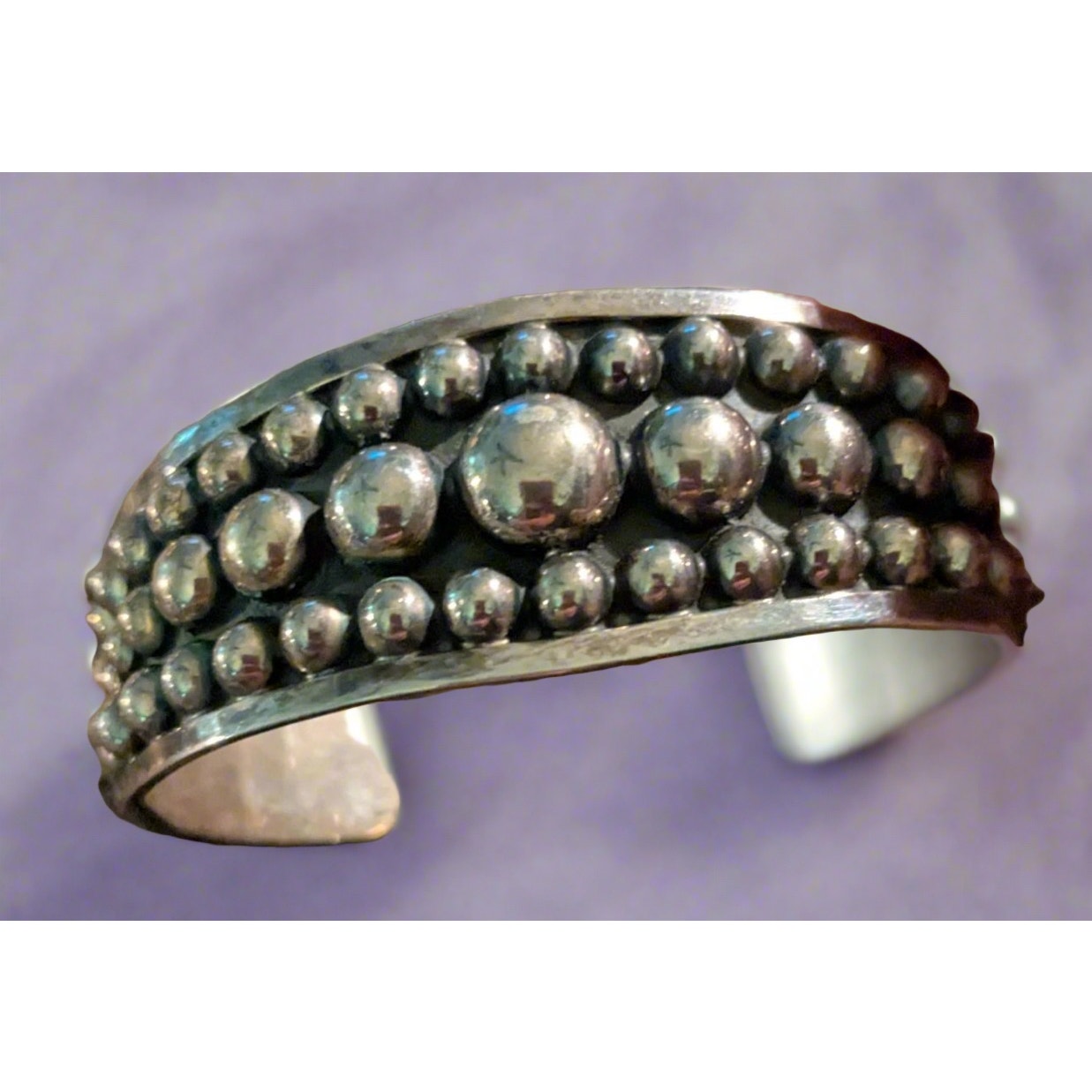 Taxco Mexico Vintage Three Row Dot Bubble Cuff Bracelet | Size 5-8