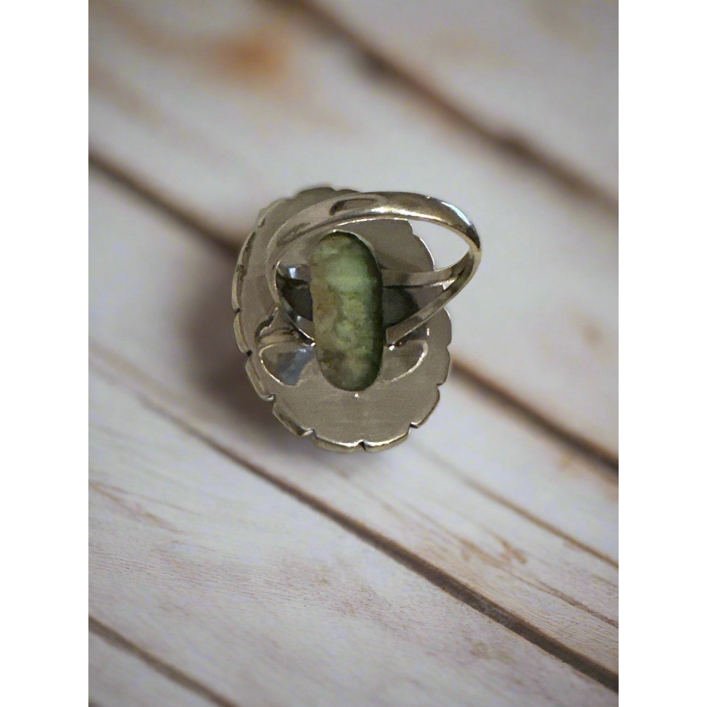 Large Oval Mohave Turquoise Statement Silver Ring Size 9